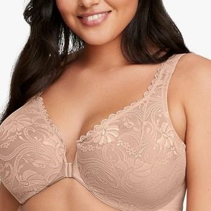 Glamorise 46C front closure undrwire bra New, Cafe (beige)